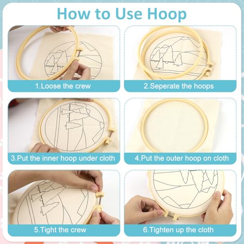 HASTHIP® DIY Tufting Art Kit 20x20CM Punch Needle Embroidery Kit for Beginners,Forest Animal Design,Complete Craft Set with Hoop Embroidery Needles Yarn Easy Needlepoint Starter Gift for Kids & Adults