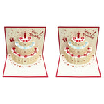 HASTHIP Greeting Card for Birthday with Pop Up 3D Cake and Envelope Red 2PCS | Surprise Gift