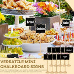 HASTHIP® 10Pcs Mini Chalkboard Sign Stands Writable Message Chalkboard Labeling Signs for Buffet or Food, Decorative Nameplates with Wooden Base for Catering, Wedding, Party, Festivals, 3.3x2.4 inch