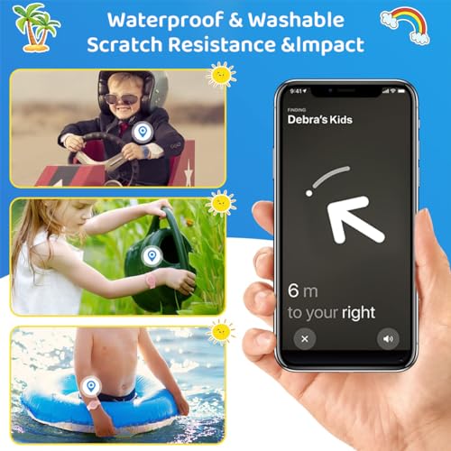 HASTHIP® OMELPIS 2 Pack Waterproof AirTag Wristband for Kids, Soft Silicone Adjustable GPS Tracker Bracelet with Hidden Protective Case, Lightweight Watch Band Compatible with Apple AirTag (Grey Blu