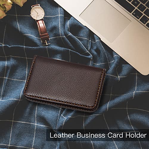 HASTHIP® Bussiness Card Holder Portable Travel Card Holder, 15-Card Capacity, Fashion PU Card Holder with Magnetic Closure, Multi Use Small Accessories Organizer Case, 10x6.5x1.7cm