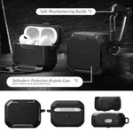 HASTHIP® AirPods Pro Case for 2nd/1st, AirPods Pro Locking Case, with Phone Stand and Shockproof Protection Wireless Charging Case, Rugged Locking Protective Case for AirPods Pro 2nd/1st(Black)