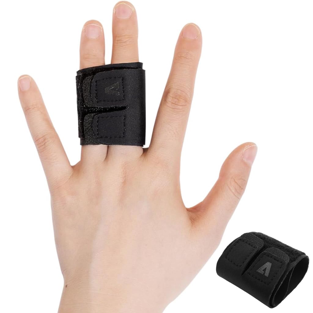 HASTHIP® Banda de Compresión para Dedos,Soporte Ajustable Doble Férula,Protector Deportivo para Baloncesto Voleibol Alivio de Dolor Prevención Lesiones Talla M Unisex