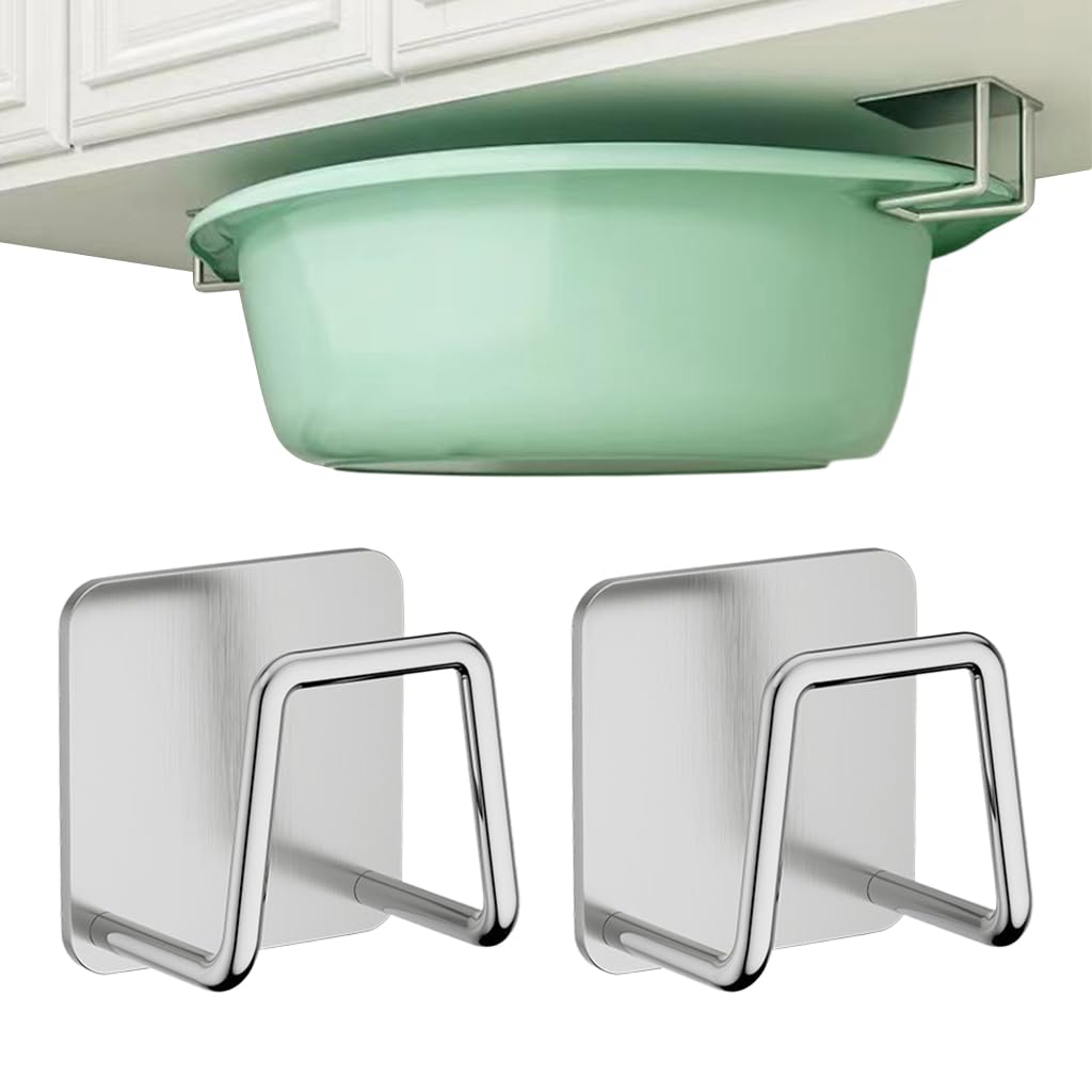 HASTHIP Wall Mounted Hooks for Washbasin Storage with No Drill Design and Stainless Steel | 2PCS Set