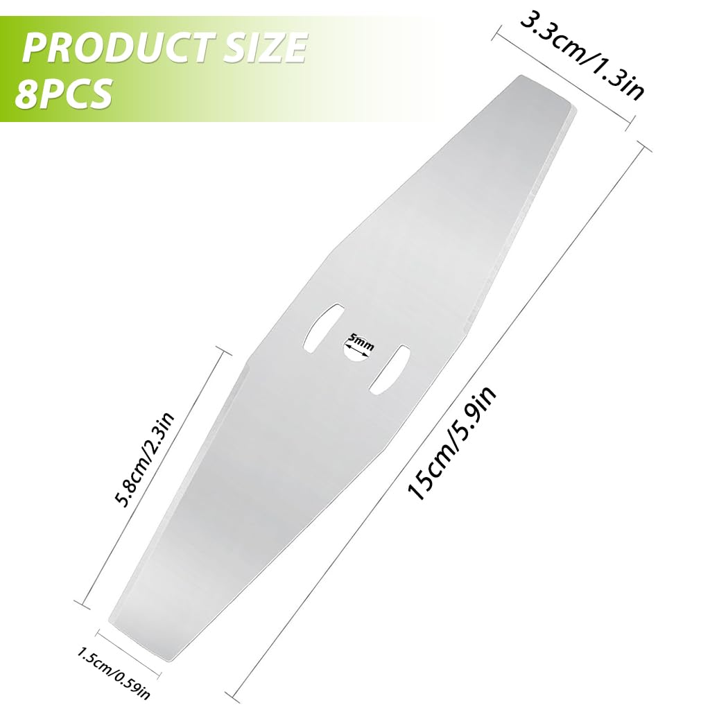 HASTHIP Metal Lawn Mower Saw Blades 6 inch Pack of 5 with Straight Edge Steel Design for Efficient Trimming