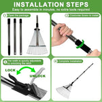 HASTHIP® Garden Rake, 5.6ft DIY Assembly Stainless Steel 15-Teeth Lawn & Yard Rake, Durable Long Handle Rake Garden Tool