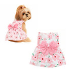 ZIBUYU® Florals Pattern Dog & Cat Dress Female with Lovely Bow - Cute Pet Apparel, Cat Dress & Dog Clothes for Medium Dogs, Birthday Pet Dress (Size L: Bust 45cm, Length 35cm)