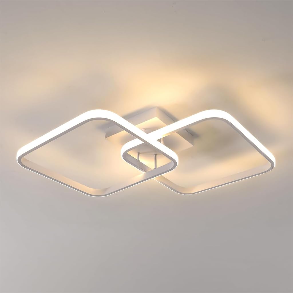 ELEPHANTBOAT® 50W Ceiling Light Modern LED Acrylic Square Ceiling Lamp, Large 3000K Warm White light Lighting Fixtures for Living Room Bedroom Kitchen Study Office, 59CM