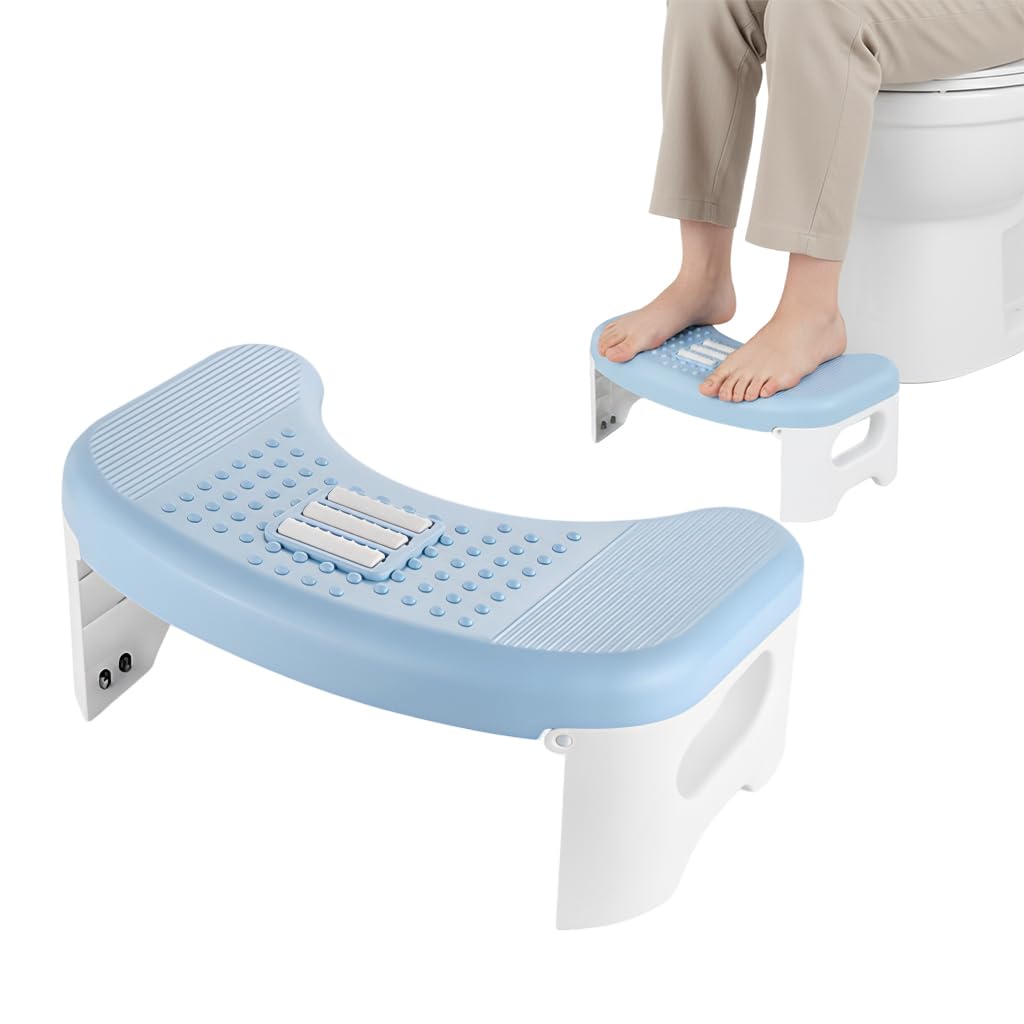 HASTHIP® Ergonomic Bathroom Stepping Stool Toilet Footrest for Improved Posture, Comfort, Durable, Non-Slip Plastic Potty Stool for Adults Children