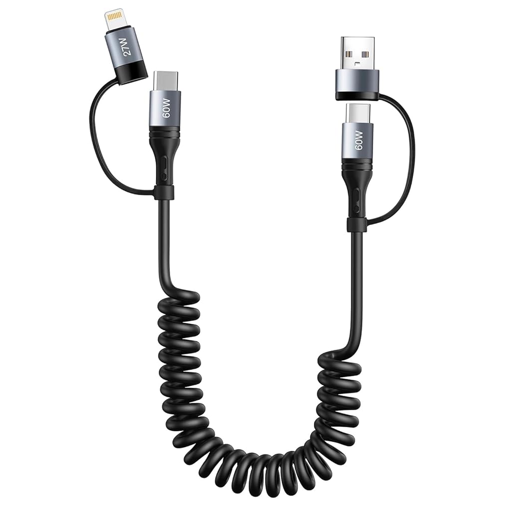 HASTHIP® Cable en espiral 4 en 1, cable de carga múltiple, 60 W