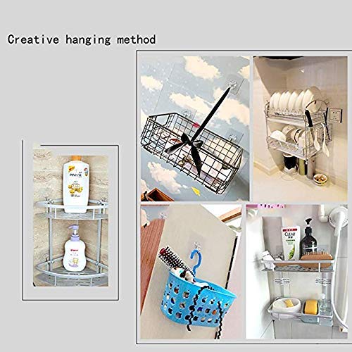 Waterproof Stick on Adhesive Stronger Plastic Wall Hooks Hangers for Hanging Robe, Coat, Towel, Keys, Bags, Lights, Calendars, Max Load 15 kg - Pack of 10, Transparent