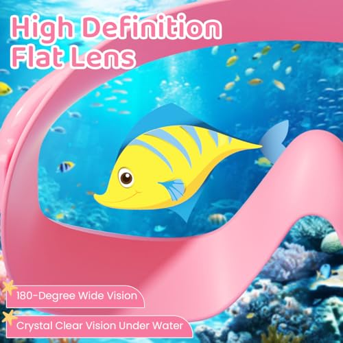 HASTHIP® Girls Swimming Goggles & Swim Cap Set, Kids Anti-Fog UV Protection Goggles with Integrated Ear Plugs, No Leak Swim Goggles Clear Vision, Cartoon Swim Goggles Kids for Children Age 6-14