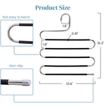 HASTHIP Wardrobe Hanger for Space Saving Clothes Organization with S Shape Design and Anti Slip PVC Sleeves | Holds up to 6 Garments Stainless Steel Set of 2