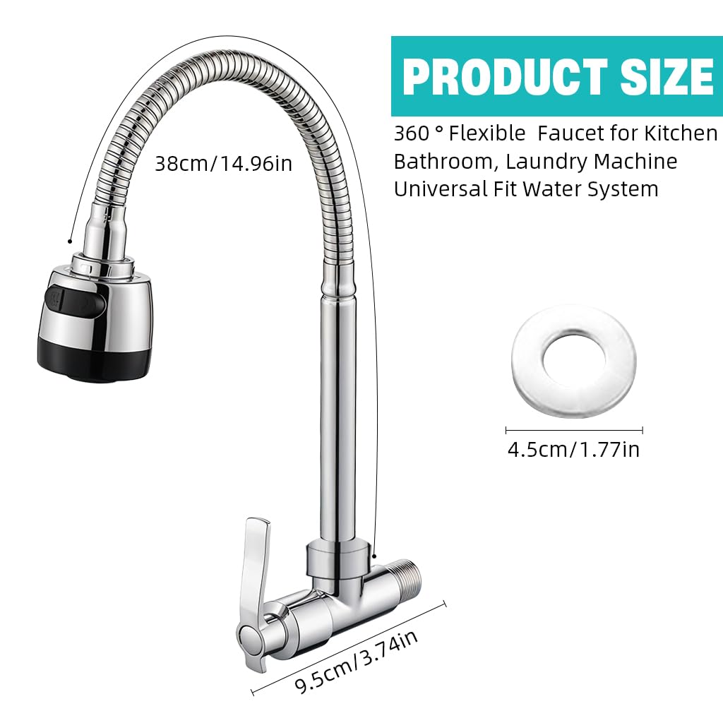 HASTHIP Wall Mounted Faucet for Kitchen and Bathroom featuring 360° Flexible Gooseneck | Zinc Alloy Construction with Switchable Water Modes