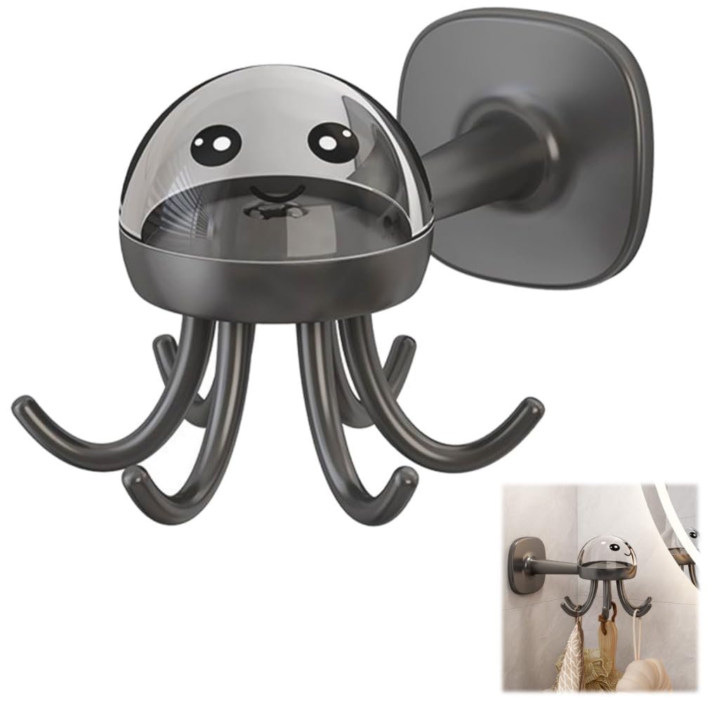 HASTHIP Kitchen Utensils Organizer Hooks for Wall with 360° Swivel Octopus Design | No Drill Space Saving Solution