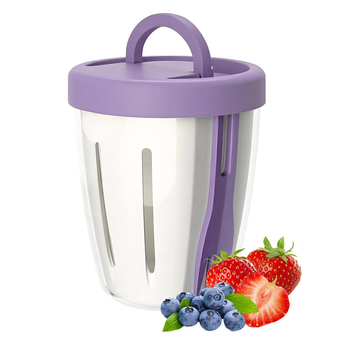 HASTHIP Salad Cup for Fresh Snacks with 20oz Airtight Leak Proof Lid and Built In Strainer | BPA Free Reusable Fruit Container