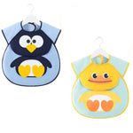 HASTHIP® Baberos Impermeables para Bebé,2 Pack Baberos con Bolsillo Reversible y Limpieza Fácil,de Silicona para Comer,Niños y Niñas de 1 a 3 Años Multicolor