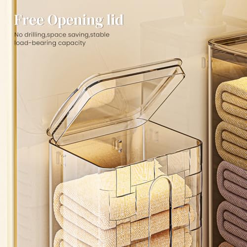 HASTHIP® 2PCS Wall Mount Clear Acrylic Sock & Underwear Drawer Organizer, Self-Adhesive Hanging Storage Box for Lingerie, Ties, Scarves, Clothes Space Saving Wardrobe Shelf, Transparent, Multipurpose