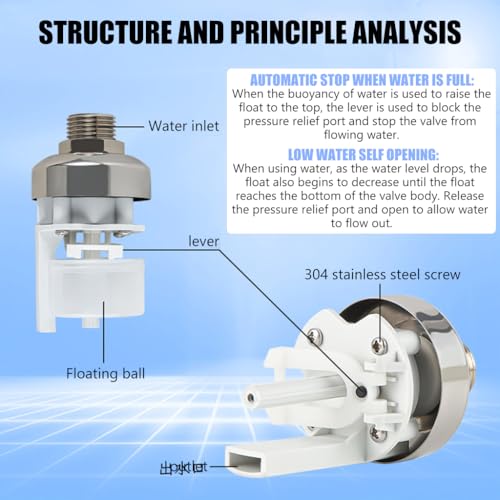HASTHIP® 1/2 to 3/4 Inch Float Valve for Water Tank 304 Stainless Steel Fully Automatic Water Level Control Controller for Pool Livestock Troughs 3PCS