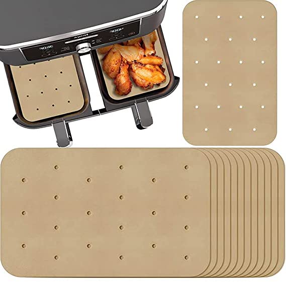 100 Sheet Air Fryer Disposable Paper Liner, 8''*5.5'' Perforated Square Air Fryer Paper, Non-Stick Air Fryer Paper Liners for Large Toaster Oven, Microwave, Frying Pan, Steamer, Airfryer