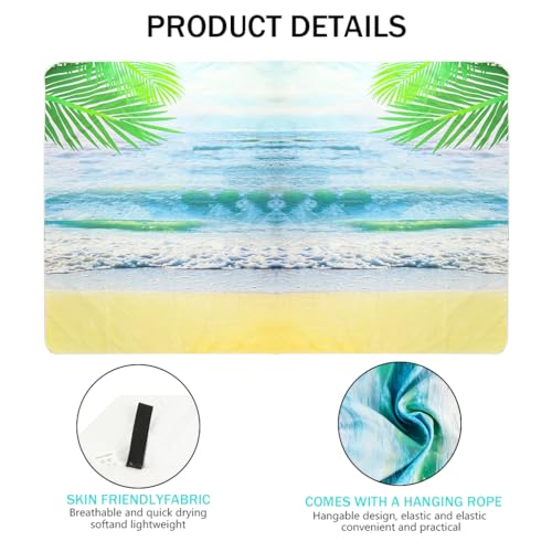 HASTHIP® Beach Wear for Women Men Quick Dry Fitness Beach Towel Blanket with Storage Mesh Bag Beach Print Sandproof Swimsuit Cover Up Beach Mat Lightweight Beach Outfits