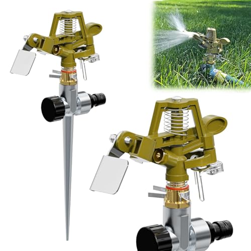HASTHIP® Rotating Water Sprinkler Zinc Alloy Lawn Sprinker with Metal Rod Standalone 360° Rotating Lawn Sprinker