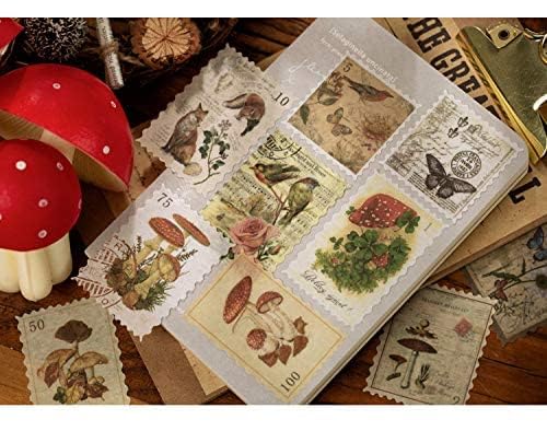 HASTHIP Sticker Set for Journals and DIY Crafts featuring 60 Pcs Washi Paper Designs | Retro Plants Flowers and Animals