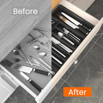 HASTHIP® Brick Brown Adjustable Silverware Drawer Organizer, Expandable Utensil Tray for Kitchen
