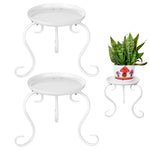 HASTHIP Plant Stand for Indoor and Outdoor with 23x23cm Round Tray | White Iron 2 Pack