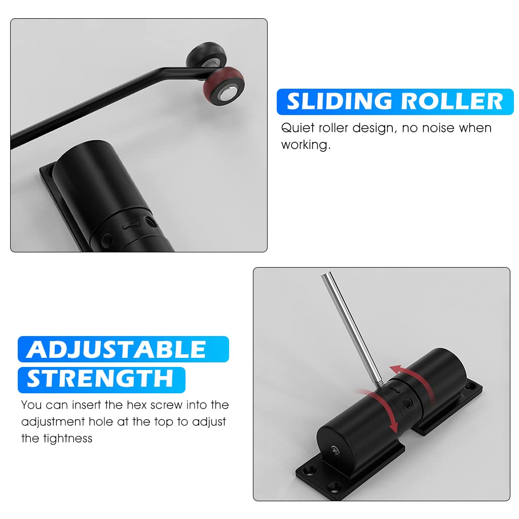 HASTHIP Door Closer for Home and Office with Adjustable Spring Hinge 3pcs Black Set | Zinc Alloy Quiet Closing