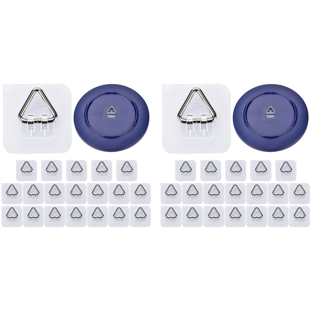 HASTHIP Wall Plate Hanger for Displaying Decorative Plates with 40PCS 2.4 in Triangle Stainless Steel Hooks