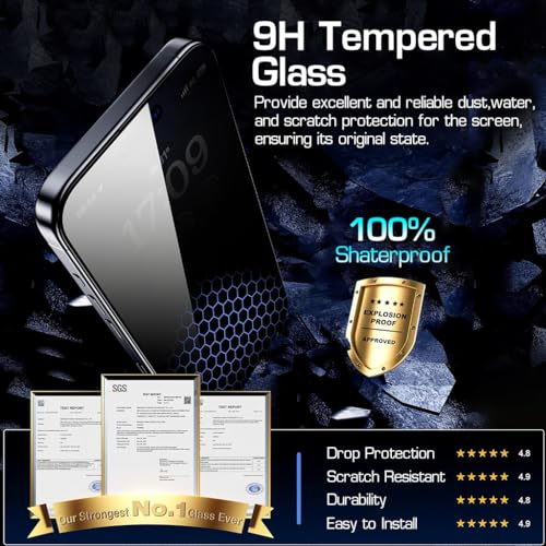 HASTHIP® Privacy Screen Protector Matte Tempered Glass Screen Protector for iPhone 15 Pro Max 6.7'' HD Anti-glare Screen Protector for iPhone 15 Pro Max 2Pcs