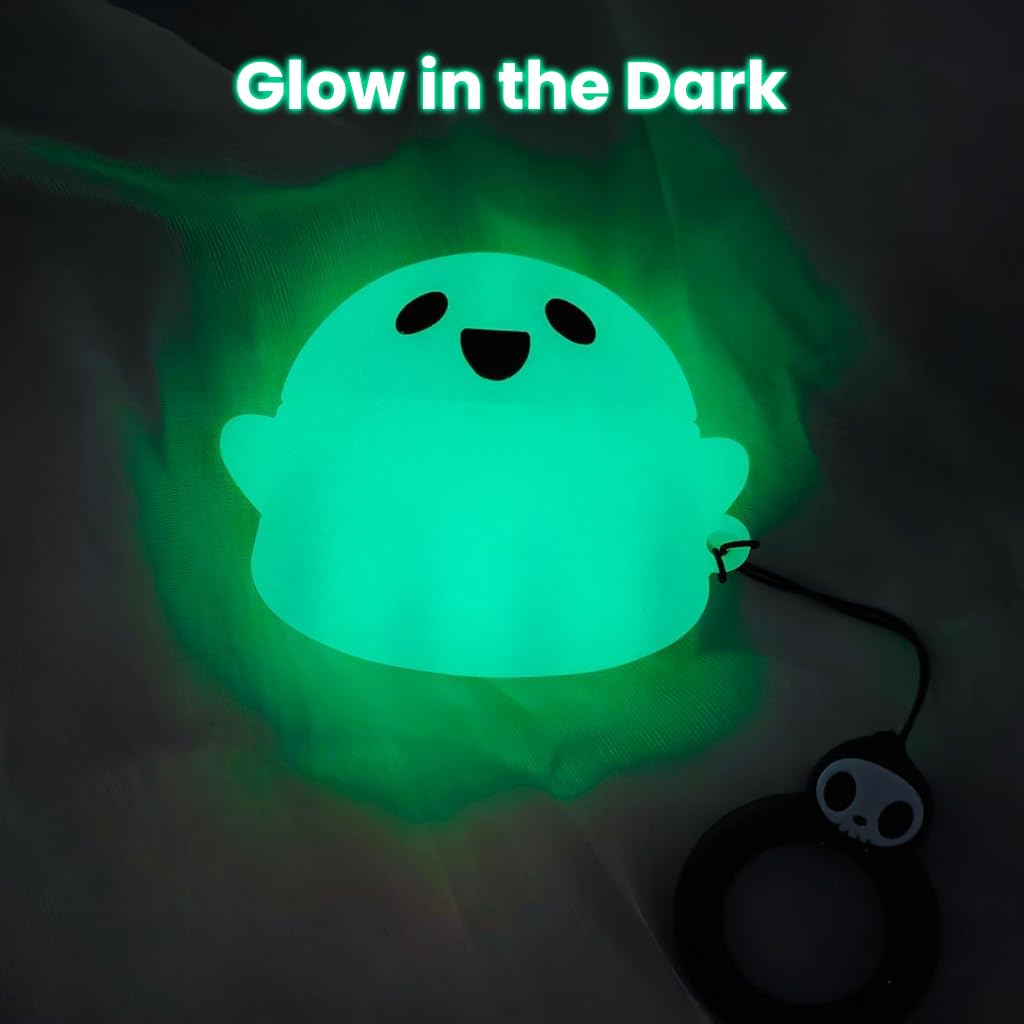 HASTHIP Case for AirPods 4, Glow-in-the-Dark Ghost Silicone Cover with Clip