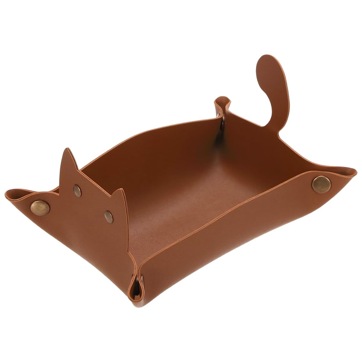 HASTHIP® Vegan Leather Rectangular Tray - Desk Organiser Office Table Mobile Organiser Desk Accessories Button Opening Water Resistent-Tan for Office, Home, Living Room