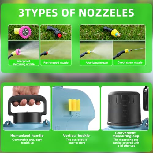 HASTHIP® 13L Electric Garden Sprayer, 20.8 inch Telescopic Sprayer with 3.3ft Flexible Hose and 3 Nozzles, 200mins Work Duration, Multipurpose Pressure Sprayer for Lawn, Plant, Pest Control & Watering