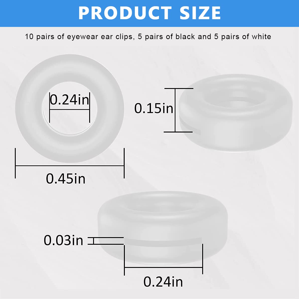 HASTHIP Glasses Ear Grip Silicone Retainers for Eyewear Stability 10 Pairs Black and Clear | Comfortable Anti Slip Holders for Adults and Kids