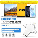 HASTHIP® Pendrive 64GB 4 in 1 Flash Drive with Light-ning, Micro USB, USB A, Type-C Interface Mini Hangable Pen Drive for iOS & Android Compatible with iPhone, iPad, Android, PC and More Devices