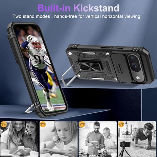 HASTHIP® Phone Case for Google Pixel 9 Pro XLSleek Magnetic Phone Case with Kickstand Phone Ring Compatible with Magnetic Phone Holder Shockproof Phone Case forGoogle Pixel 9 Pro XL
