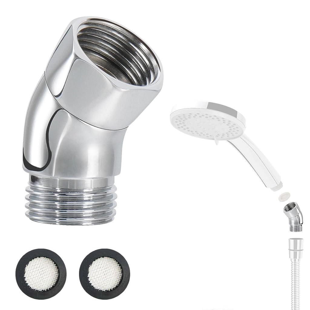 HASTHIP Shower Head Pipe Adapter for Adjustable 135° Spray Direction with Corrosion‑Resistant Build | Universal Fit for Fixed and Handheld Showers