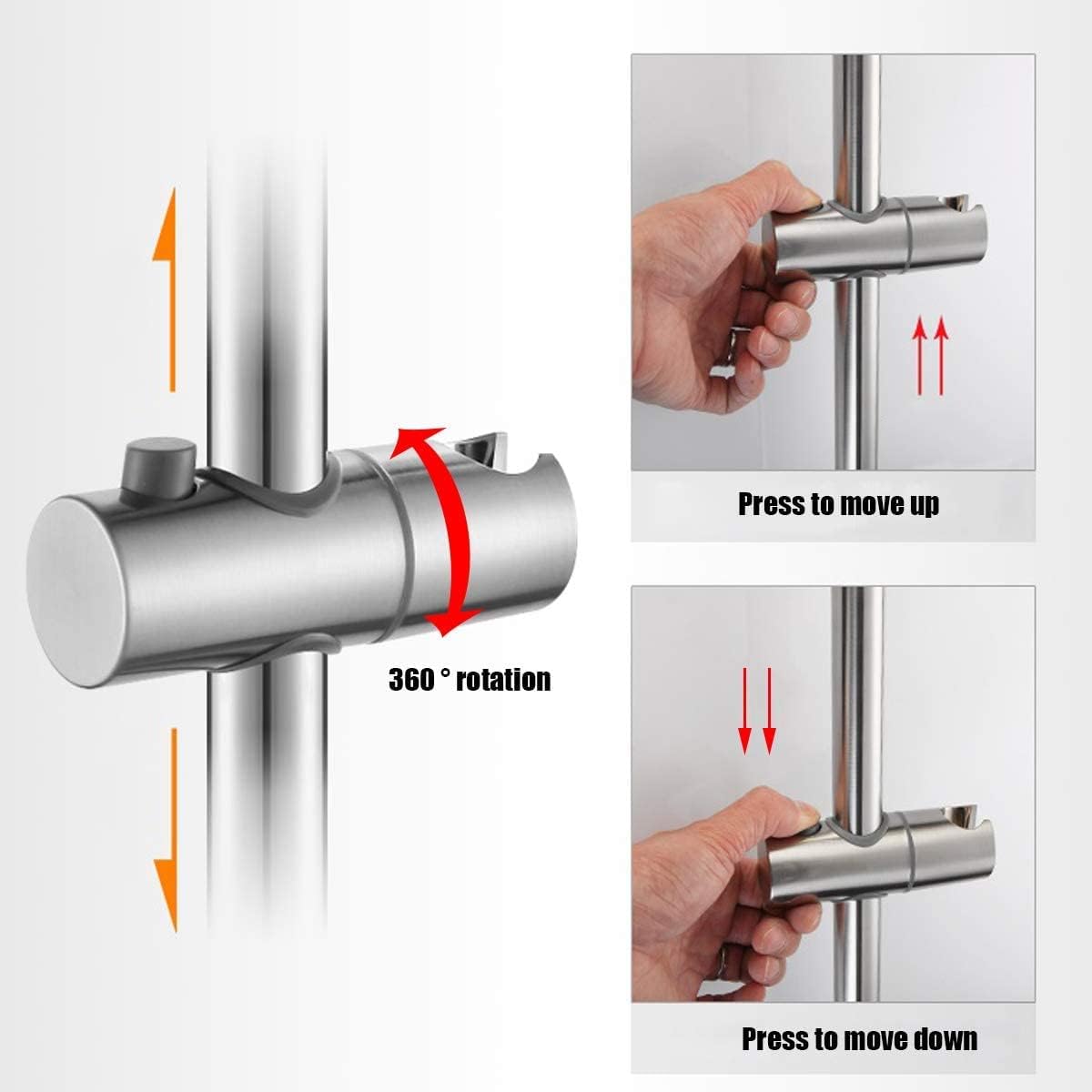 HASTHIP Shower Slide Rail for Bathroom with Adjustable Holder and No Drill Mounting | 25.9 in Stainless Steel Design