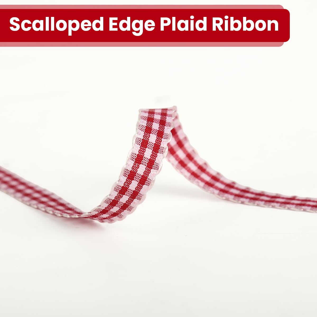 HASTHIP Gingham Plaid Ribbon for Gift Wrapping and DIY Crafts featuring Refined Edge 1cm x 10 Yards | Red and White Checked Decor