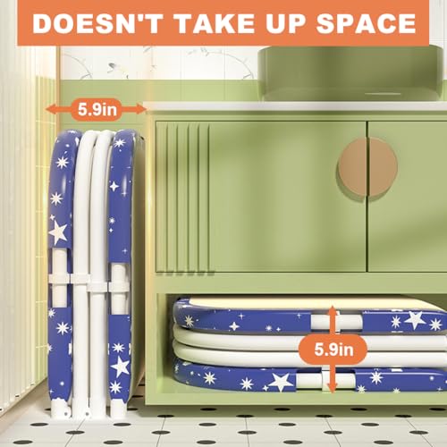 HASTHIP® 47.2" Foldable Soaking Tub - Portable Thermal Bathtub with Drain Pipe & Cover, Space Saving Design for Adults Kids Home Spa Bath for Small Bathrooms