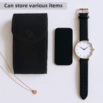 HASTHIP® Travel Watch Box Leather Watch Case Organizer,Double-Sided Velvet Lined Protective Storage Pouch for Men & Women,Anti-Scratch Portable Wristwatch Holder Travel Storage 7x13x4cm Only Box