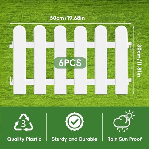 HASTHIP® 18PCS Garden Fence Outdoor Border 50x30cm Connectable Plant Partition Fences Decorative White PVC Decor for Flower Bed Green House Porch