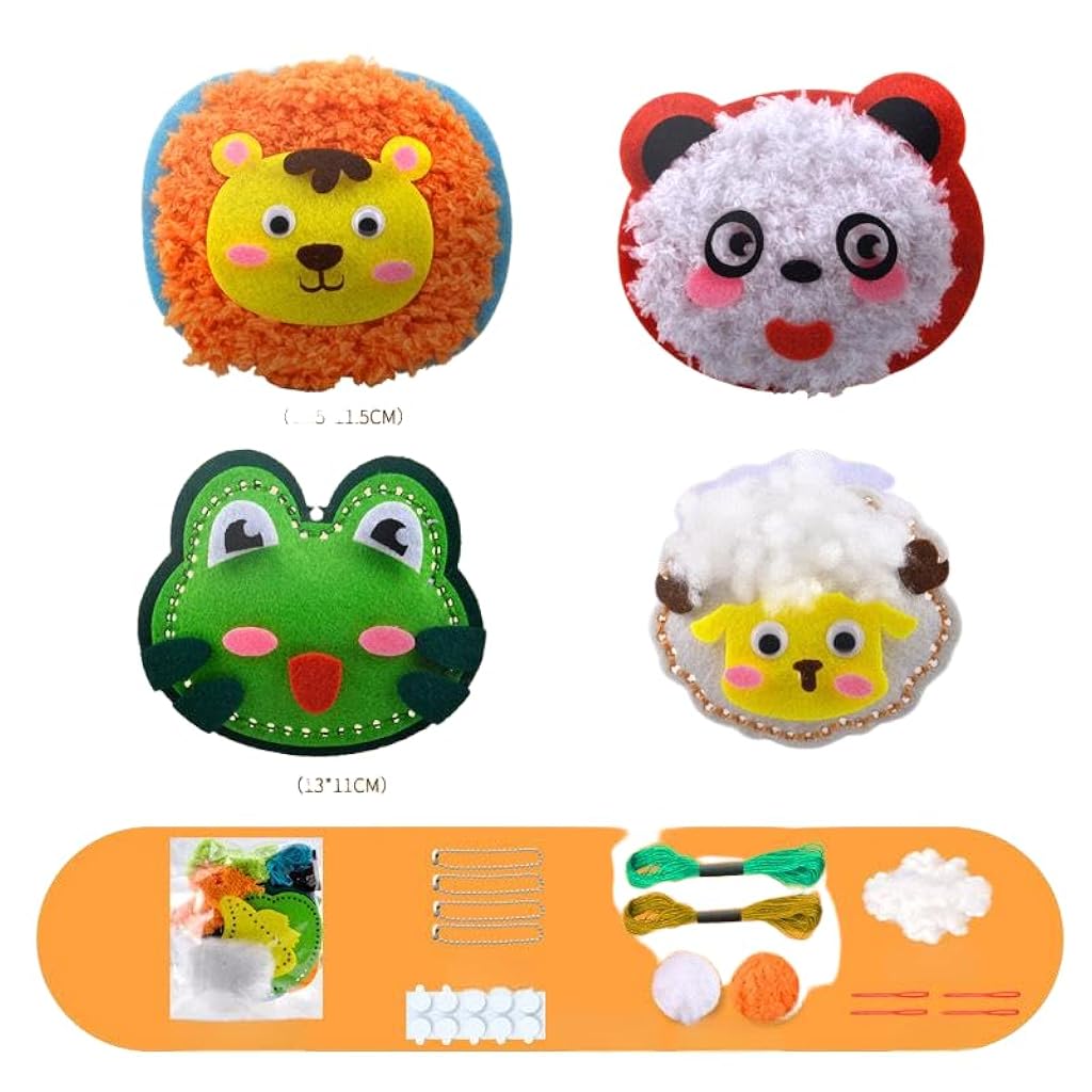 HASTHIP® Kit de Costura para Niños,Proyectos DIY de Animales Peluche con Libro Guía,Set Manualidades Fieltro para Principiantes Regalo Creativo Cumpleaños Niñas y Niños 5