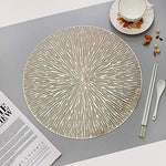 2PCS Decorative Placemats PVC Placemats Table Mat Western Restaurant Luxury Style, for Holidays,Banquet,Dinner(Gold and Sliver)