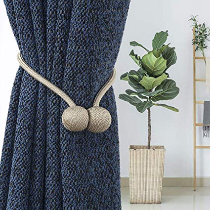 HASTHIP Magnetic Curtain Tiebacks for Home and Office with Strong Nickel Magnet | 16in Rope