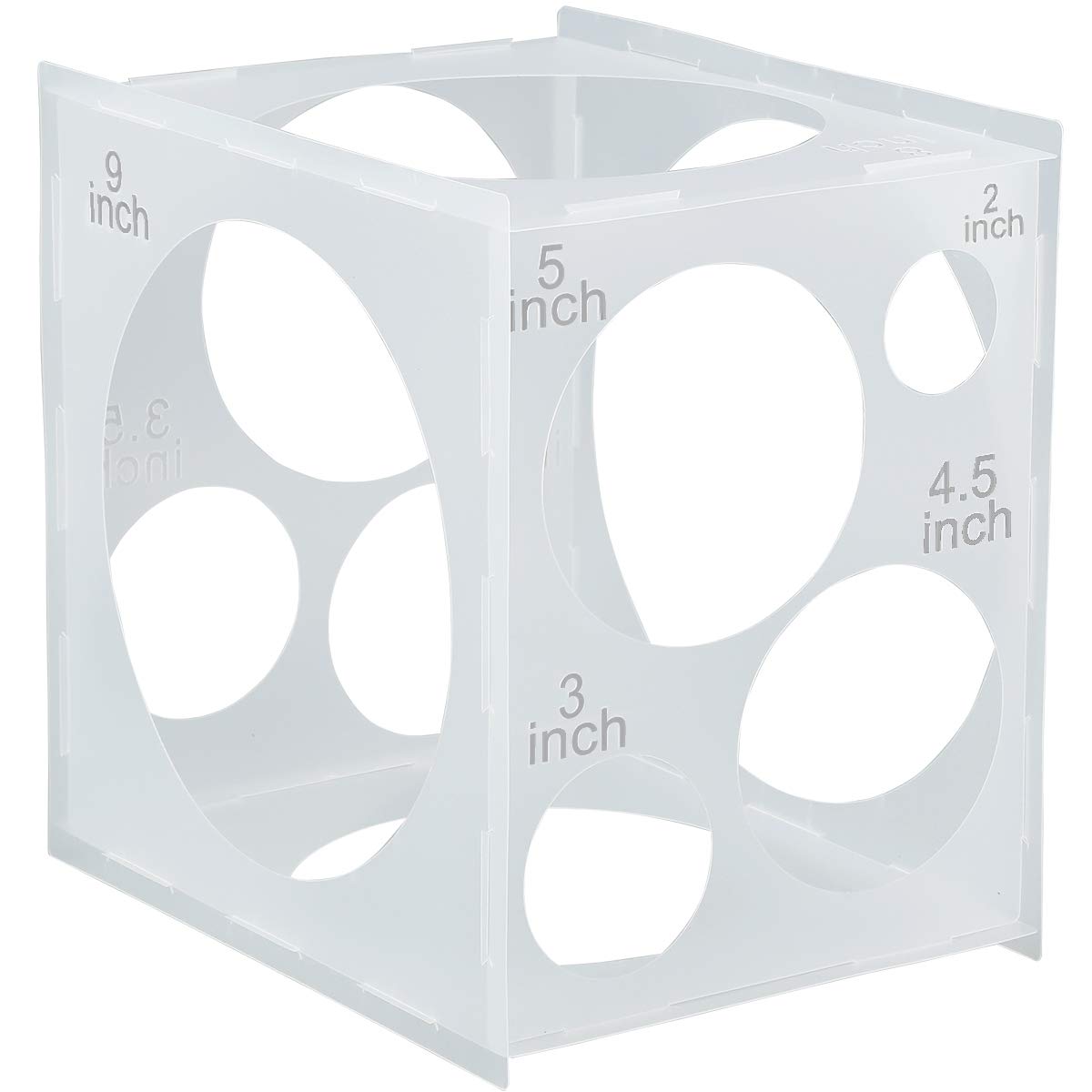 HASTHIP® 11 Holes Collapsible Plastic Balloon Sizer Cube Box, 2-10 Inch Balloon Size Measuring Tools for Decorations Like Balloons Arch & Column