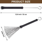 HASTHIP Drum Brushes for Jazz and Blues with Retractable Wire Sticks 2PCS | Stainless Steel