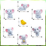 HASTHIP Elephant Miniature Decor for Garden and Flower Pots featuring 7Pcs Resin Figurines | Cute Desk and Dollhouse Decorations